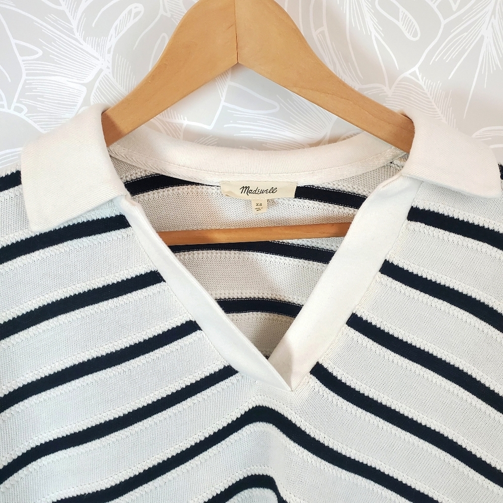 Madewell Striped Short Sleeve Polo Sweater - Picture 5 of 11